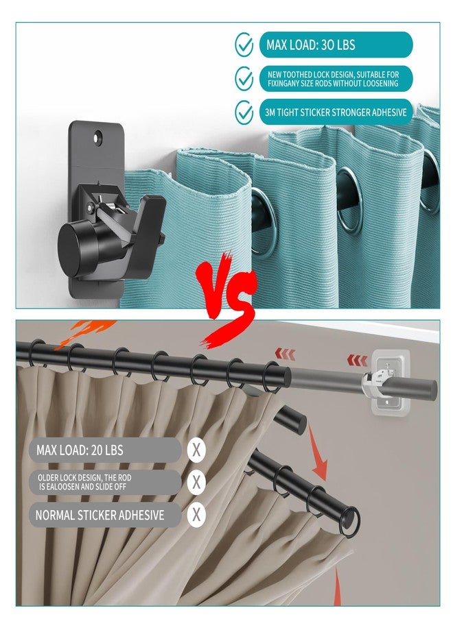 ANABIUP 4Pcs Universal Curtain Rod Holders, Nail Free Hooks, Self Adhesive Curtain Rod Brackets Up to 30 LB, , for Bathroom, Bedroom, Livingroom, Kitchen - Image 5